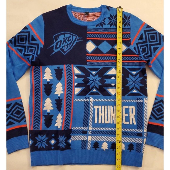 OKC Oklahoma City Thunder Ugly Christmas Sweater Mens Medium NBA Basketball 1c - Picture 7 of 9